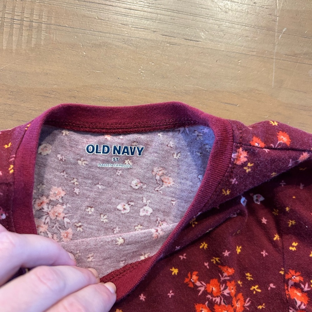 Old Navy Maroon Floral Long-Sleeve Girls Dress - Picture 2 of 2